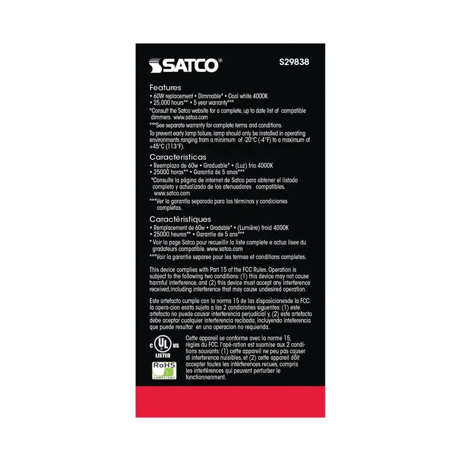 9.8 Watt - A19 LED - 4000K - Medium base - 220 deg. Beam Angle - 120 Volt - Image 8