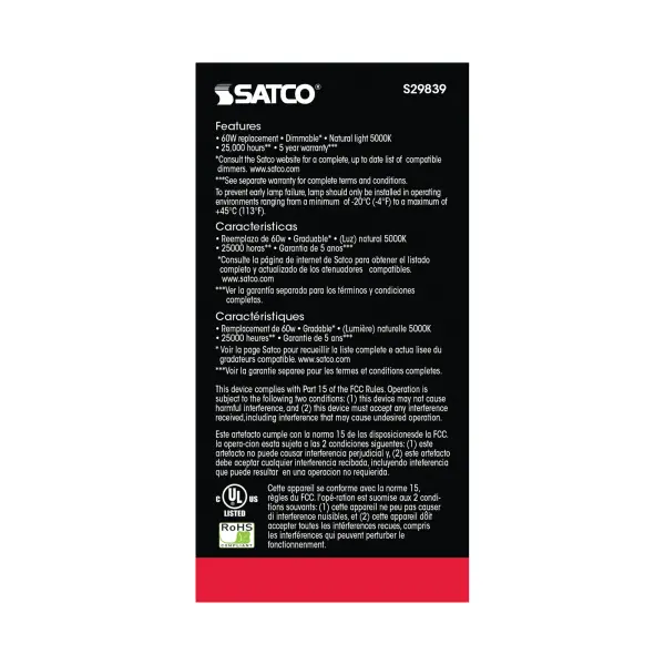 9.8 Watt - A19 LED - 5000K - Medium base - 220 deg. Beam Angle - 120 Volt - Image 8