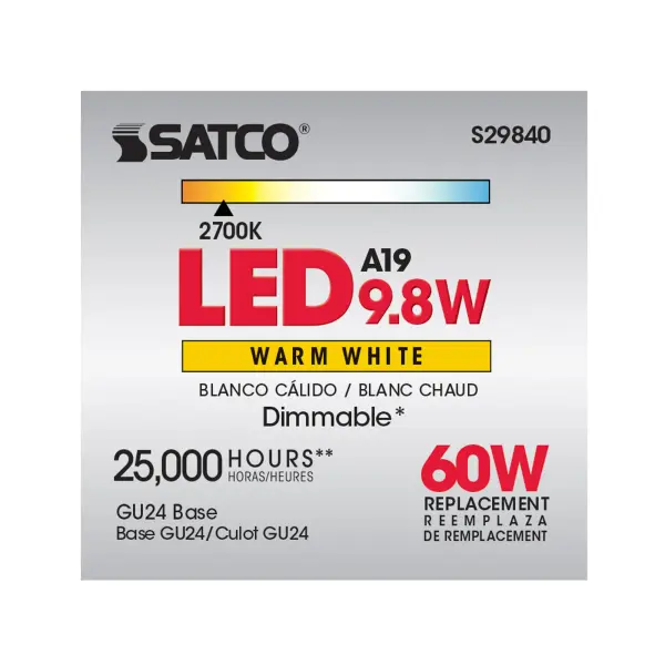 9.8 Watt - A19 LED - 2700K - GU24 base - 220 deg. Beam Angle - 120 Volt - Image 9