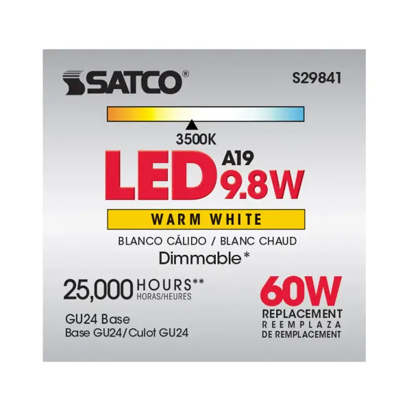 9.8 Watt - A19 LED - 3500K - GU24 base - 220 deg. Beam Angle - 120 Volt - Image 7