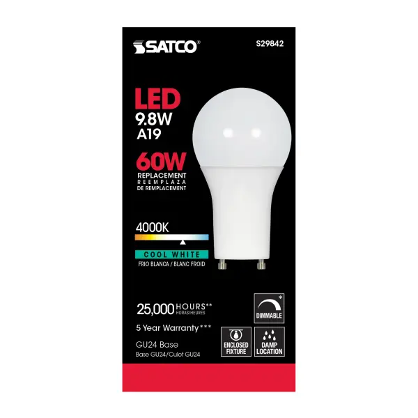 9.8 Watt - A19 LED - 4000K - GU24 base - 220 deg. Beam Angle - 120 Volt - Image 4
