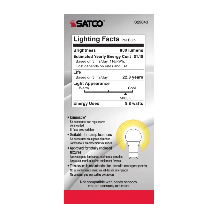 9.8 Watt - A19 LED - 5000K - GU24 base - 220 deg. Beam Angle - 120 Volt - Image 5