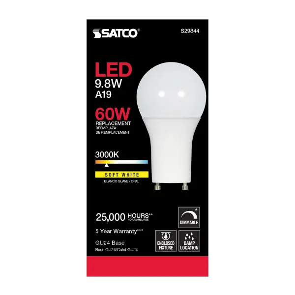 9.8 Watt - A19 LED - 3000K - GU24 base - 220 deg. Beam Angle - 120 Volt - Image 3