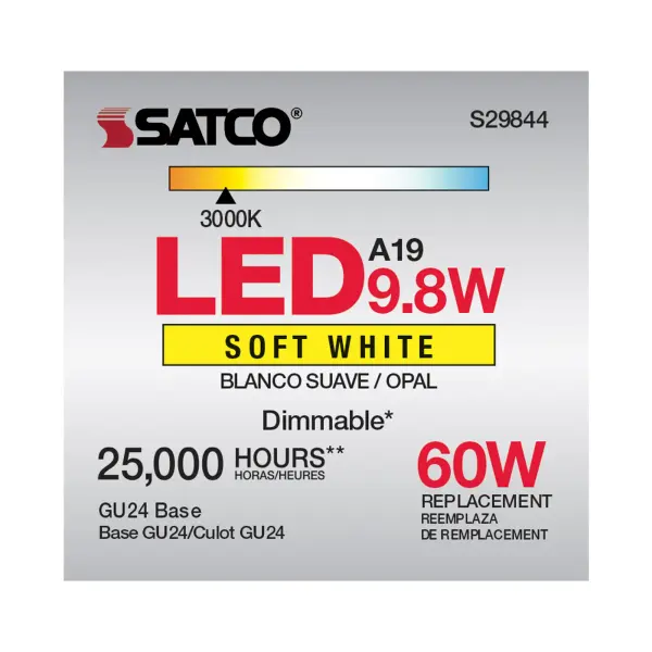 9.8 Watt - A19 LED - 3000K - GU24 base - 220 deg. Beam Angle - 120 Volt - Image 8