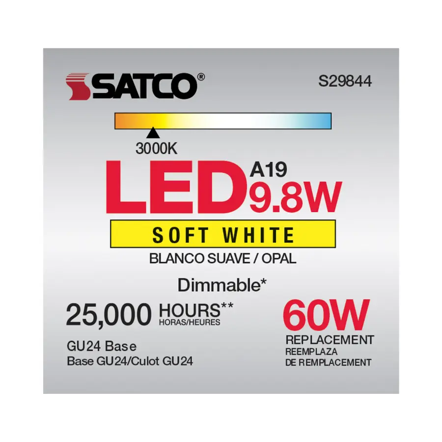 9.8 Watt - A19 LED - 3000K - GU24 base - 220 deg. Beam Angle - 120 Volt - Image 8