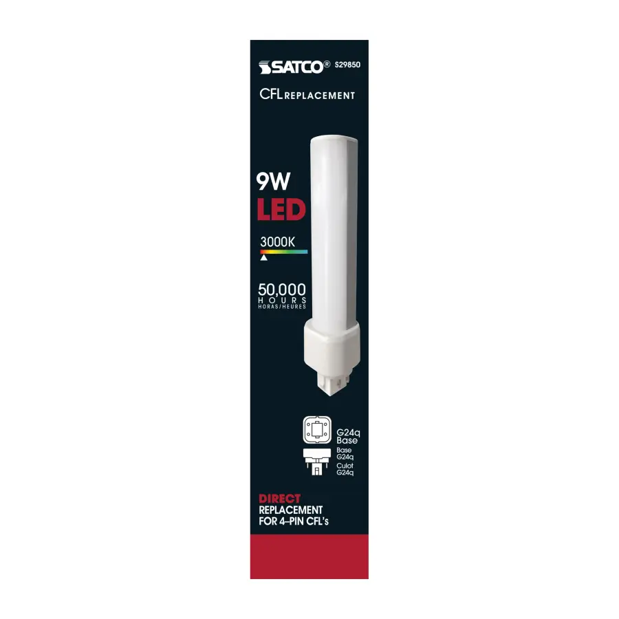 9 Watt LED PL 4-Pin - 3000K - 1050 Lumens - G24q base - 50000 Average rated hours - 120 Deg. Beam Angle - Type A - Ballast dependent - Image 3