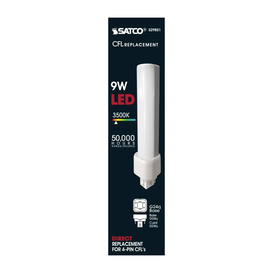 9 Watt LED PL 4-Pin - 3500K - 1050 Lumens - G24q base - 50000 Average rated hours - 120 Deg. Beam Angle - Type A - Ballast dependent - Image 3
