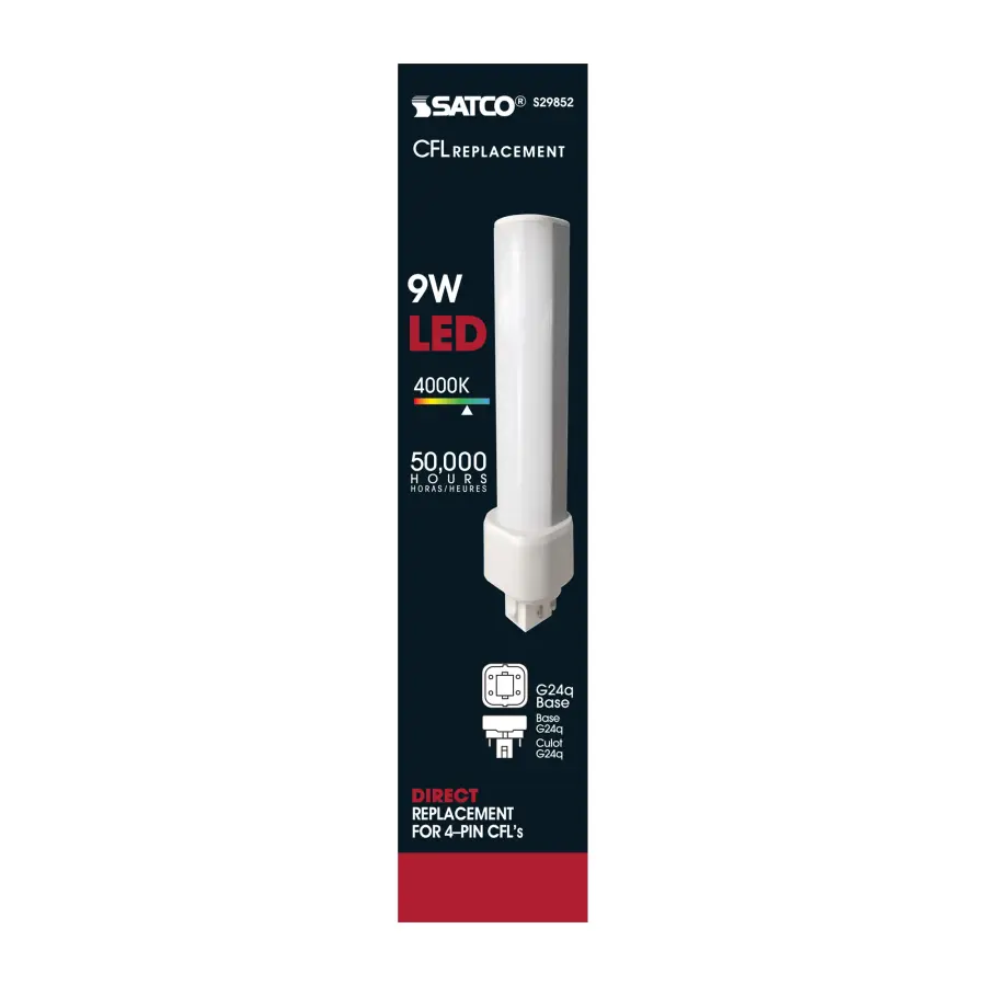 9 Watt LED PL 4-Pin - 4000K - 1100 Lumens - G24q base - 50000 Average rated hours - 120 Deg. Beam Angle - Type A - Ballast dependent - Image 3