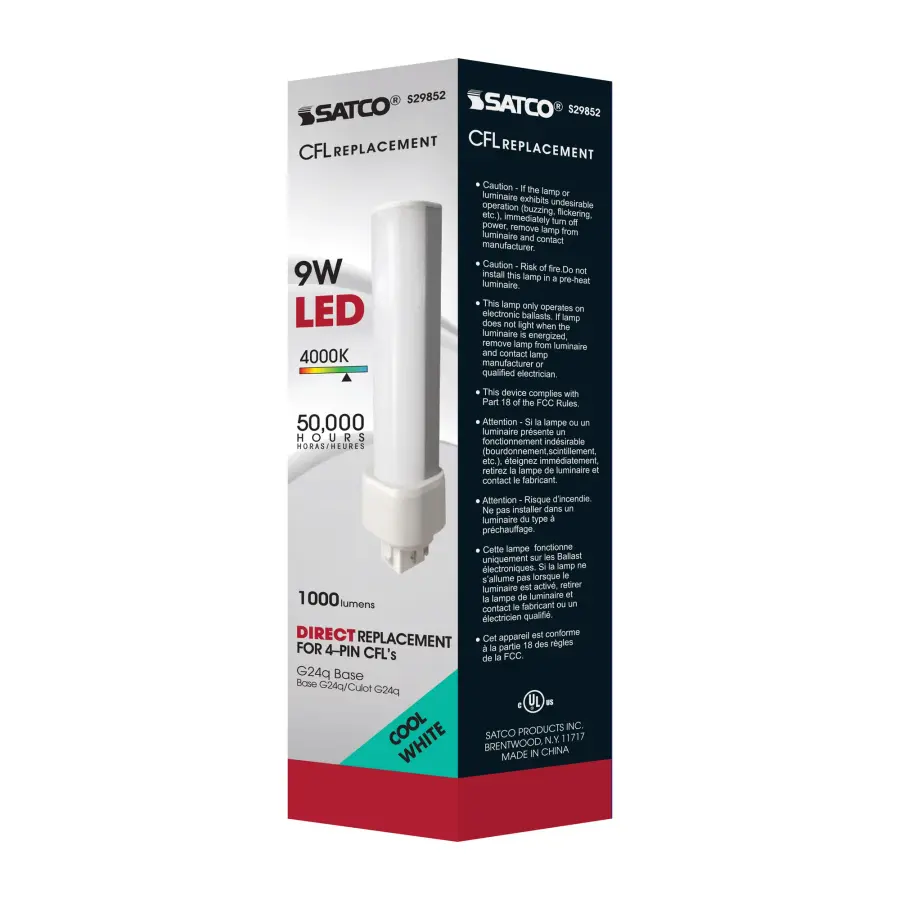 9 Watt LED PL 4-Pin - 4000K - 1100 Lumens - G24q base - 50000 Average rated hours - 120 Deg. Beam Angle - Type A - Ballast dependent - Image 7
