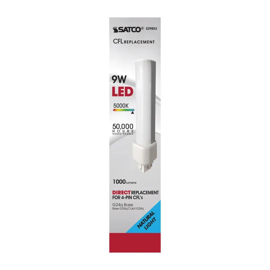 9 Watt LED PL 4-Pin - 5000K - 1100 Lumens - G24q base - 50000 Average rated hours - 120 Deg. Beam Angle - Type A - Ballast dependent - Image 2