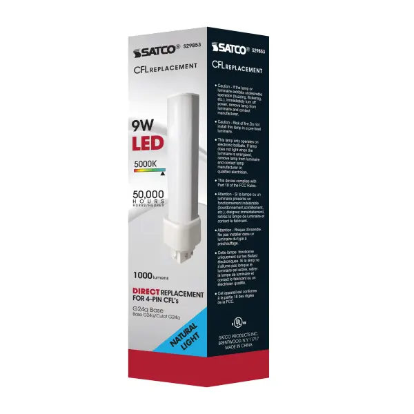 9 Watt LED PL 4-Pin - 5000K - 1100 Lumens - G24q base - 50000 Average rated hours - 120 Deg. Beam Angle - Type A - Ballast dependent - Image 7