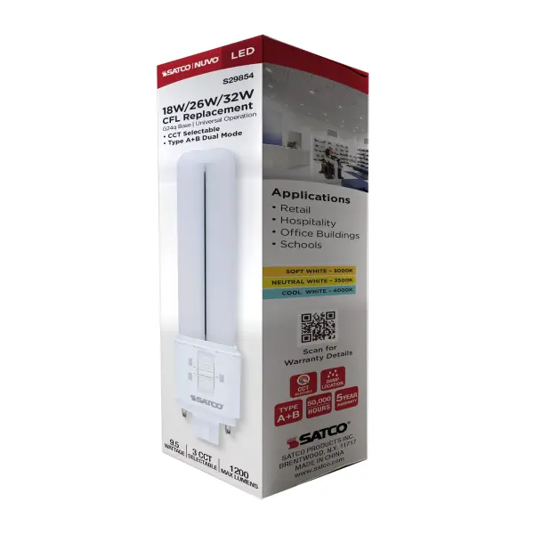 9.5 Watt LED PL - 30K/35K/40K CCT Selectable - G24q Base - Type A/B - 120-277 Volt - Image 11