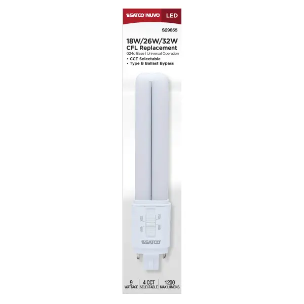 9 Watt LED PL - 27K/3K/35K/4K CCT Selectable - G24d Base - Type B - 120-277 Volt - Image 5