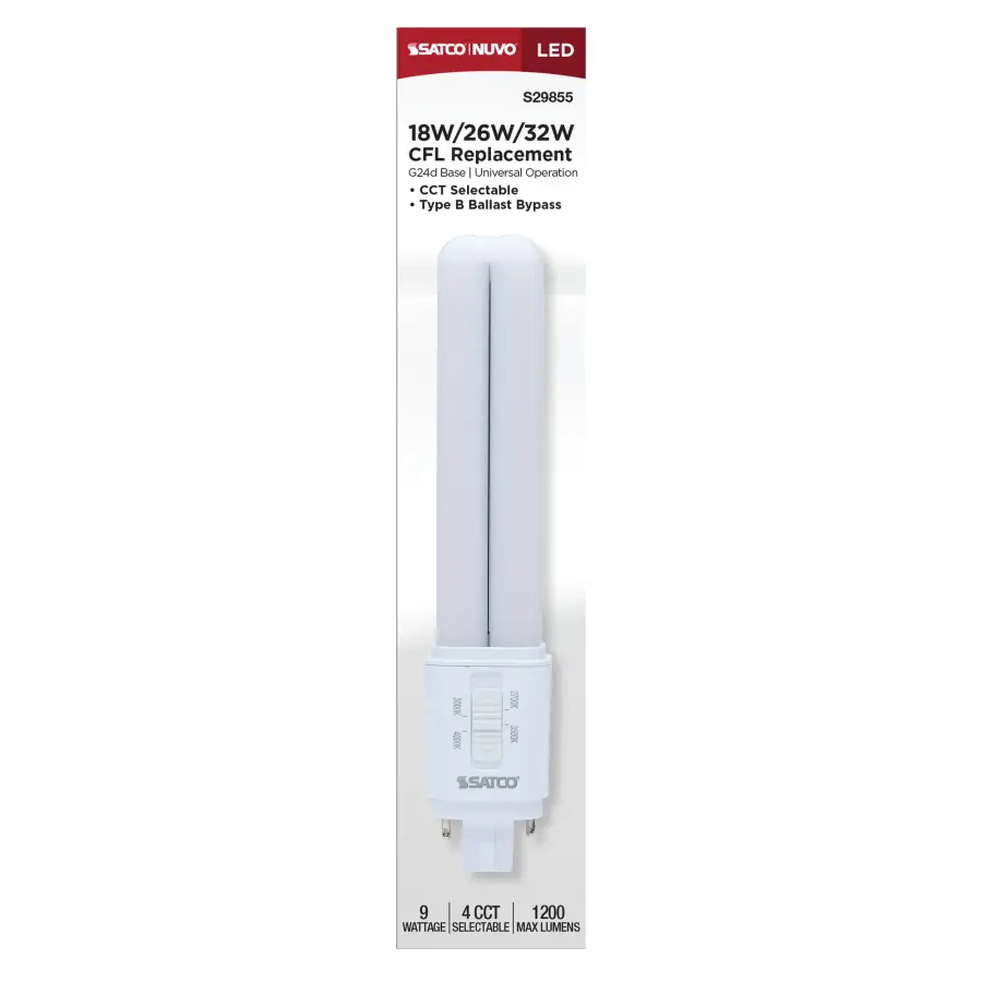 9 Watt LED PL - 27K/3K/35K/4K CCT Selectable - G24d Base - Type B - 120-277 Volt - Image 5