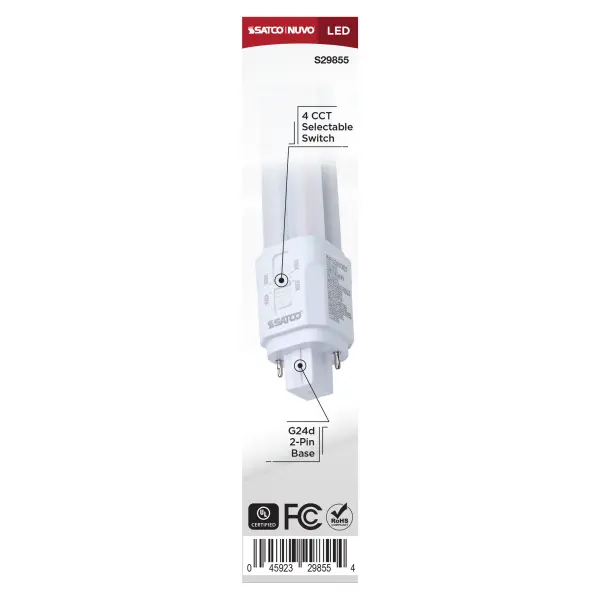 9 Watt LED PL - 27K/3K/35K/4K CCT Selectable - G24d Base - Type B - 120-277 Volt - Image 6
