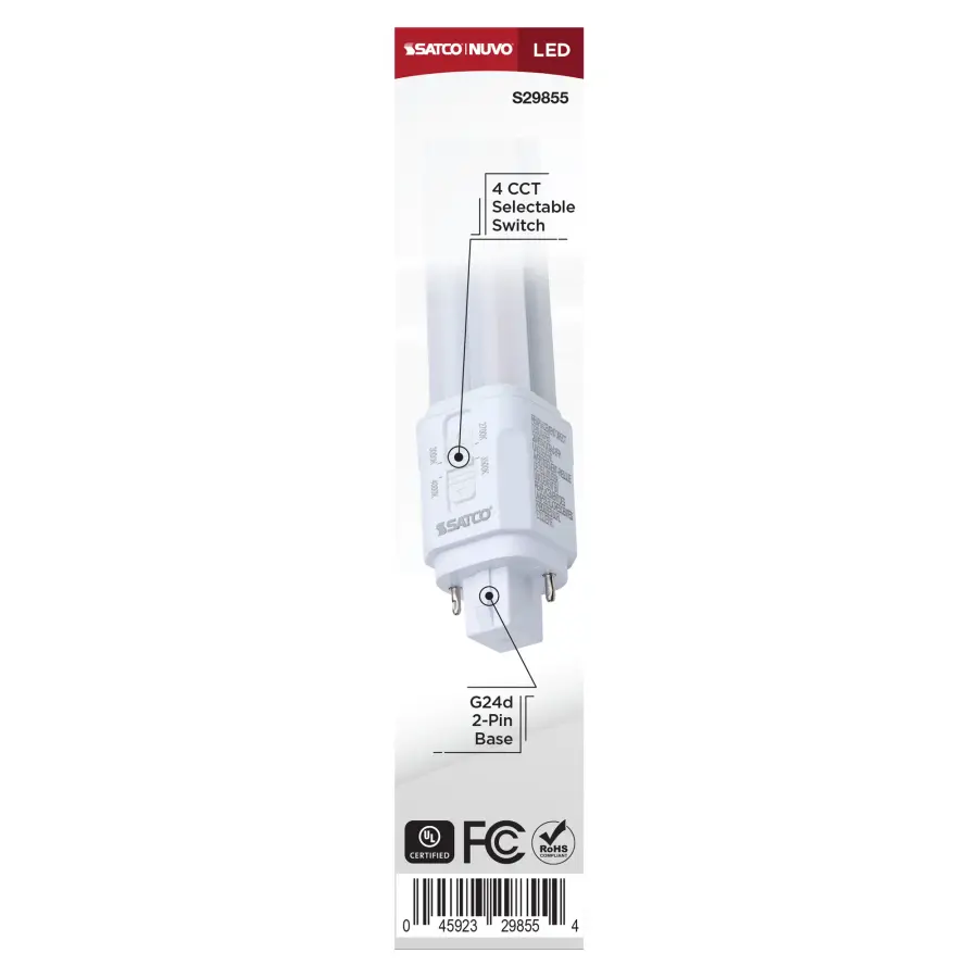 9 Watt LED PL - 27K/3K/35K/4K CCT Selectable - G24d Base - Type B - 120-277 Volt - Image 6