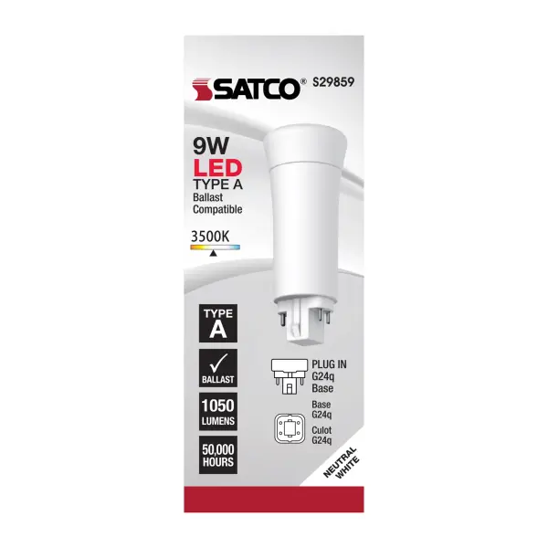 9 Watt LED PL 4-Pin - 3500K - 1050 Lumens - G24q base - 50000 Average rated hours - 120 Deg. Beam Angle - Type A - Ballast dependent - Image 3