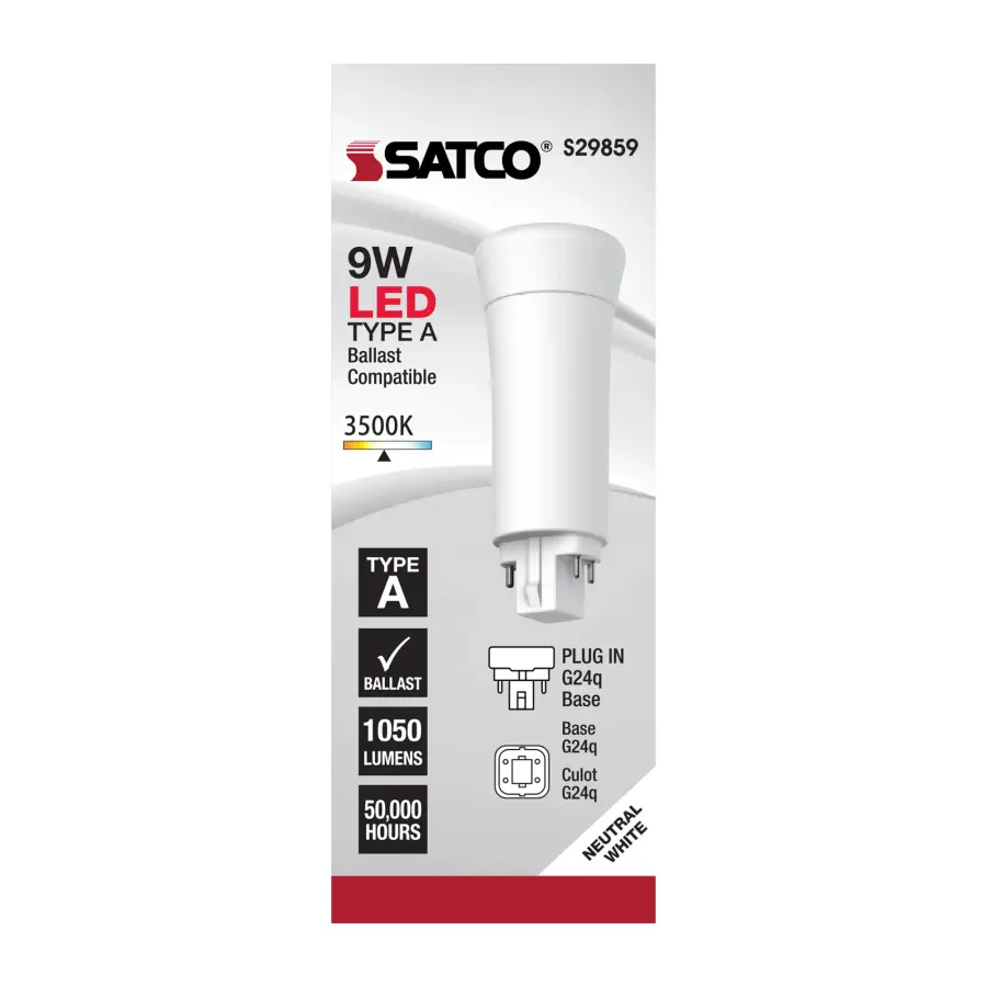 9 Watt LED PL 4-Pin - 3500K - 1050 Lumens - G24q base - 50000 Average rated hours - 120 Deg. Beam Angle - Type A - Ballast dependent - Image 3