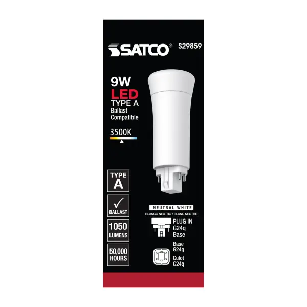 9 Watt LED PL 4-Pin - 3500K - 1050 Lumens - G24q base - 50000 Average rated hours - 120 Deg. Beam Angle - Type A - Ballast dependent - Image 4