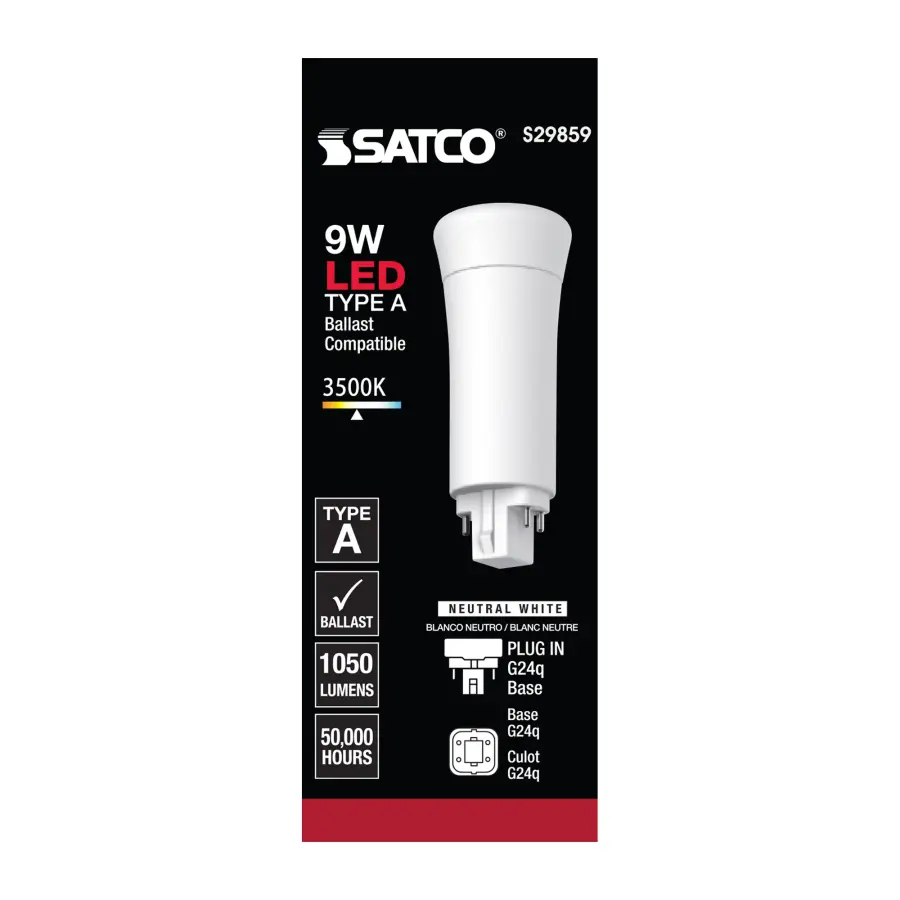 9 Watt LED PL 4-Pin - 3500K - 1050 Lumens - G24q base - 50000 Average rated hours - 120 Deg. Beam Angle - Type A - Ballast dependent - Image 4