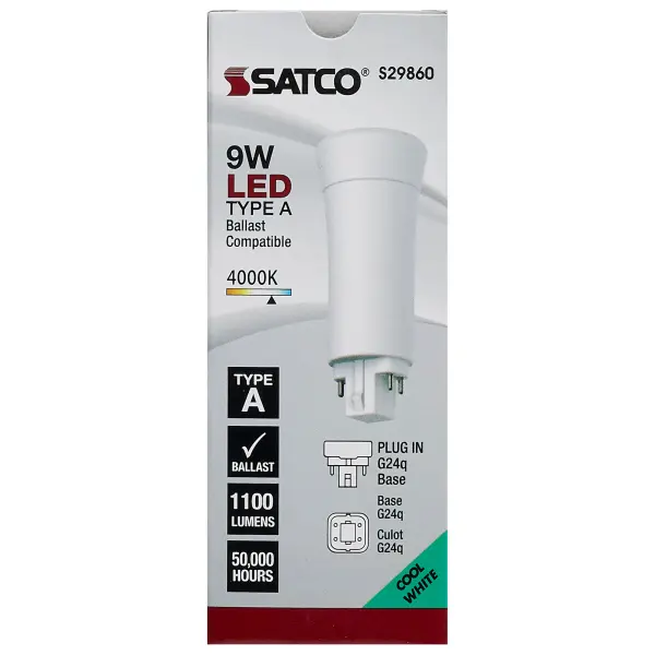 9 Watt LED PL 4-Pin - 4000K - 1100 Lumens - G24q base - 50000 Average rated hours - 120 Deg. Beam Angle - Type A - Ballast dependent - Image 2