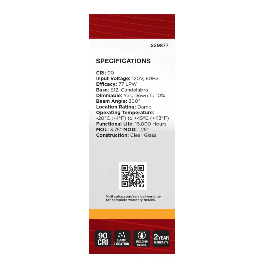 4.5 Watt B11 LED Filament - Clear - Candelabra base - 2700K - 350 Lumens - 120 Volt - Image 4