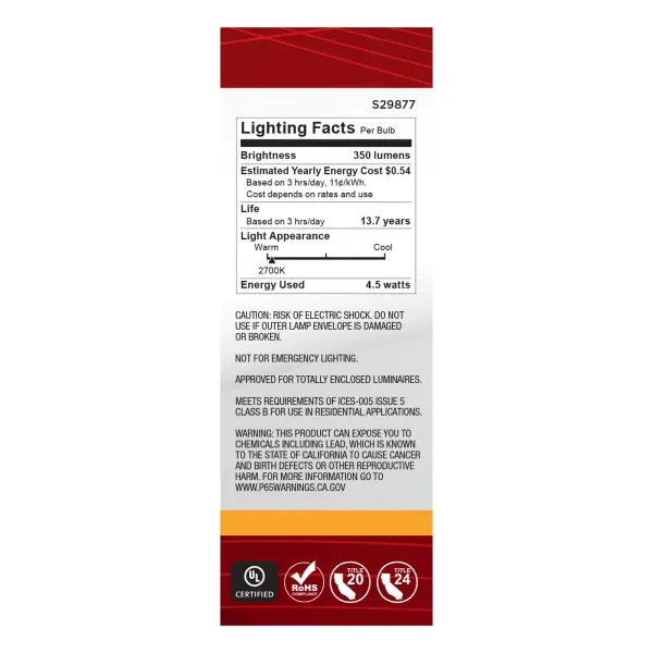 4.5 Watt B11 LED Filament - Clear - Candelabra base - 2700K - 350 Lumens - 120 Volt - Image 5