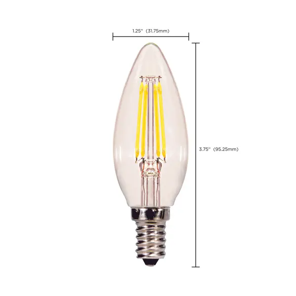 4.5 Watt B11 LED Filament - Clear - Candelabra base - 2700K - 350 Lumens - 120 Volt - Image 9