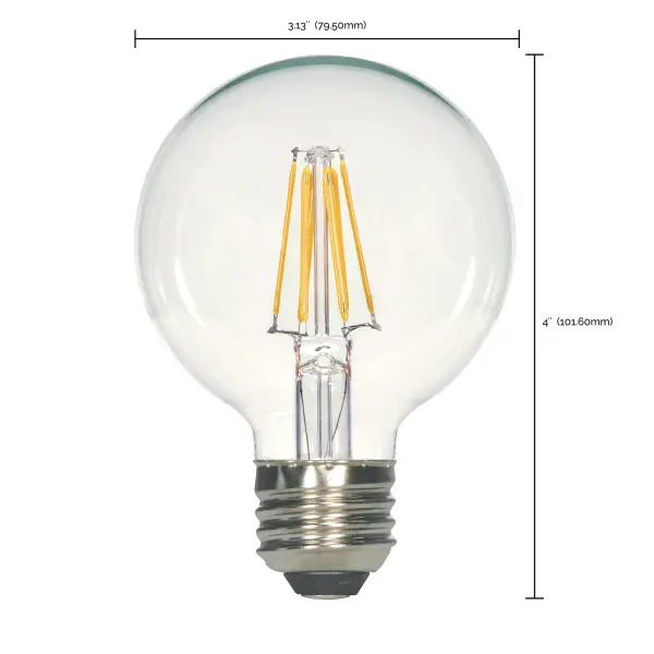 5.5 Watt G25 LED Filament - Clear - Medium base - 2700K - 500 Lumens - 120 Volt - Image 8