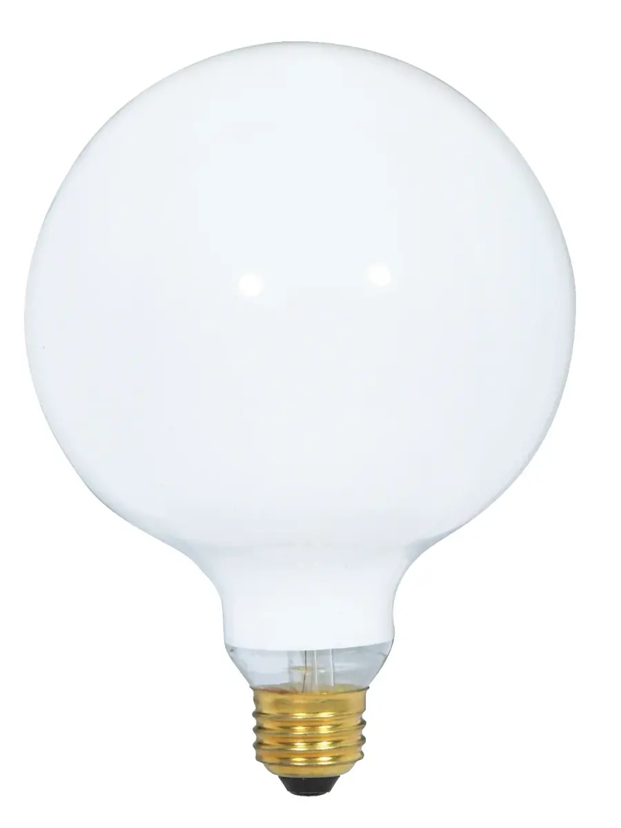 25 Watt G40 Incandescent - Gloss White - 4000 Average rated hours - 110 Lumens - Medium base - 120 Volt