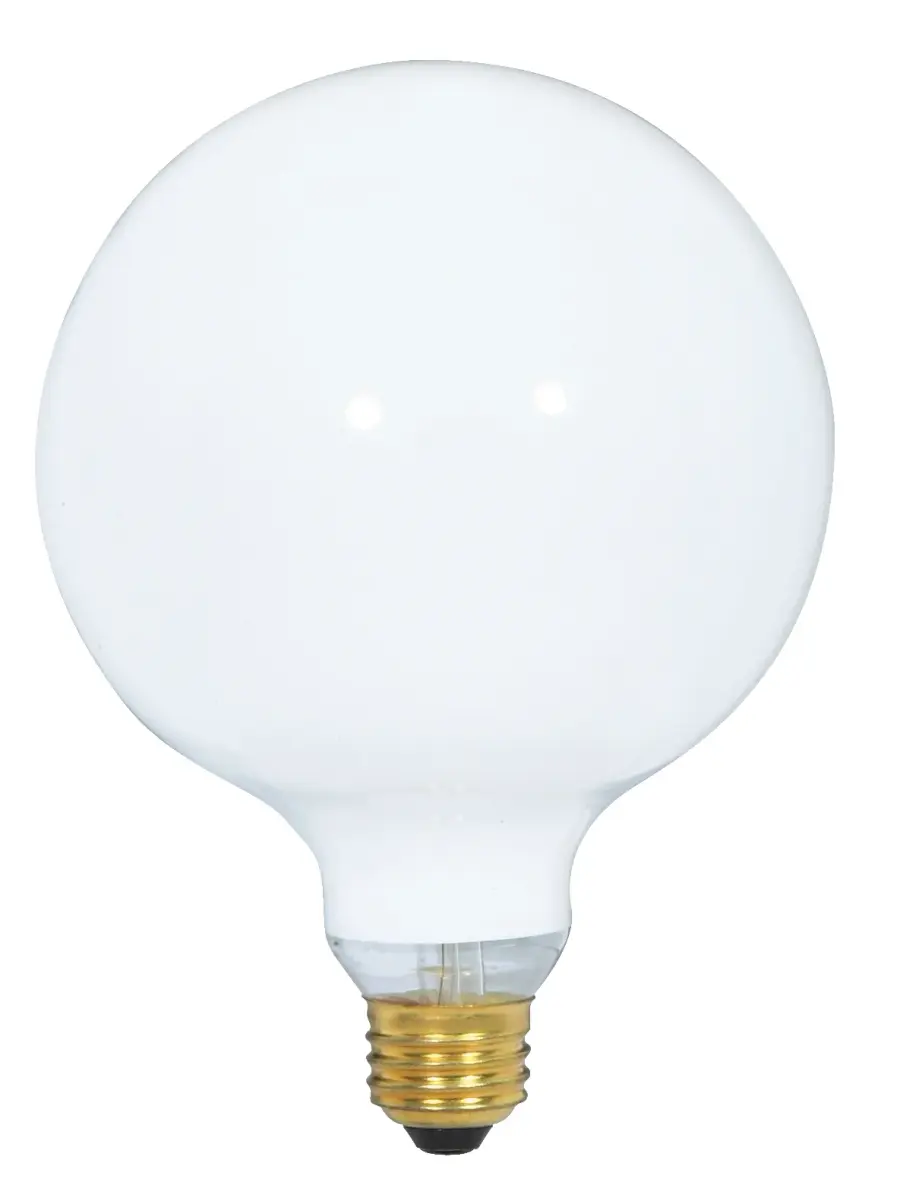 40 Watt G40 Incandescent - Gloss White - 4000 Average rated hours - 280 Lumens - Medium base - 120 Volt - Image 1