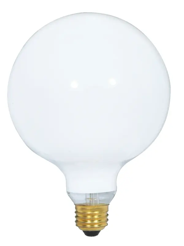 60 Watt G40 Incandescent - Gloss White - 4000 Average rated hours - 550 Lumens - Medium base - 120 Volt - Image 1