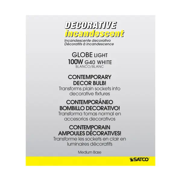 100 Watt G40 Incandescent - Gloss White - 4000 Average rated hours - 1050 Lumens - Medium base - 120 Volt - Image 4