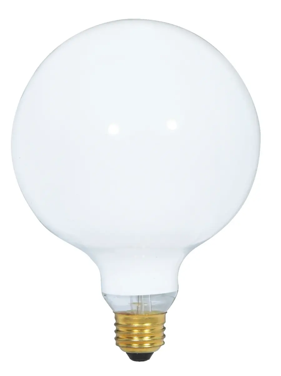 150 Watt G40 Incandescent - Gloss White - 4000 Average rated hours - 1550 Lumens - Medium base - 120 Volt