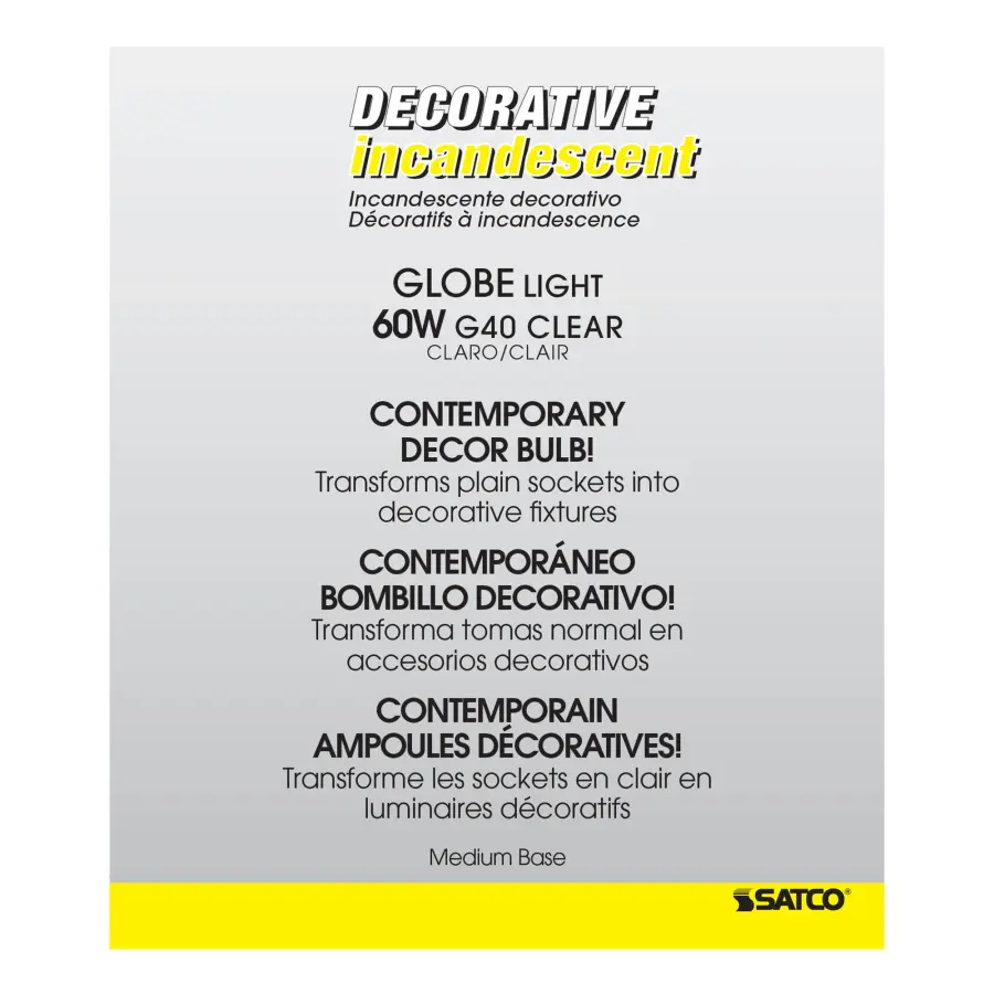 60 Watt G40 Incandescent - Clear - 4000 Average rated hours - 580 Lumens - Medium base - 120 Volt - Image 4