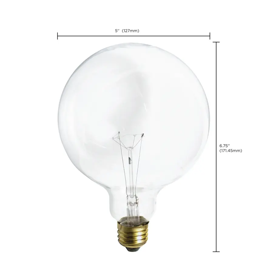 60 Watt G40 Incandescent - Clear - 4000 Average rated hours - 580 Lumens - Medium base - 120 Volt - Image 8