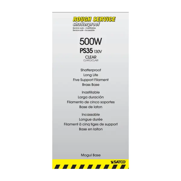 500 Watt PS35 Incandescent - Clear - 5000 Average rated hours - 8000 Lumens - Mogul base - 130 Volt - Shatter Proof - Image 5