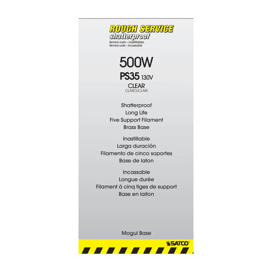 500 Watt PS35 Incandescent - Clear - 5000 Average rated hours - 8000 Lumens - Mogul base - 130 Volt - Shatter Proof - Image 5