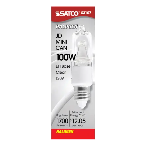 100 Watt - Halogen - T4 - Clear - 2000 Average rated hours - 1700 Lumens - Mini Candelabra base - 120 Volt - alternate view