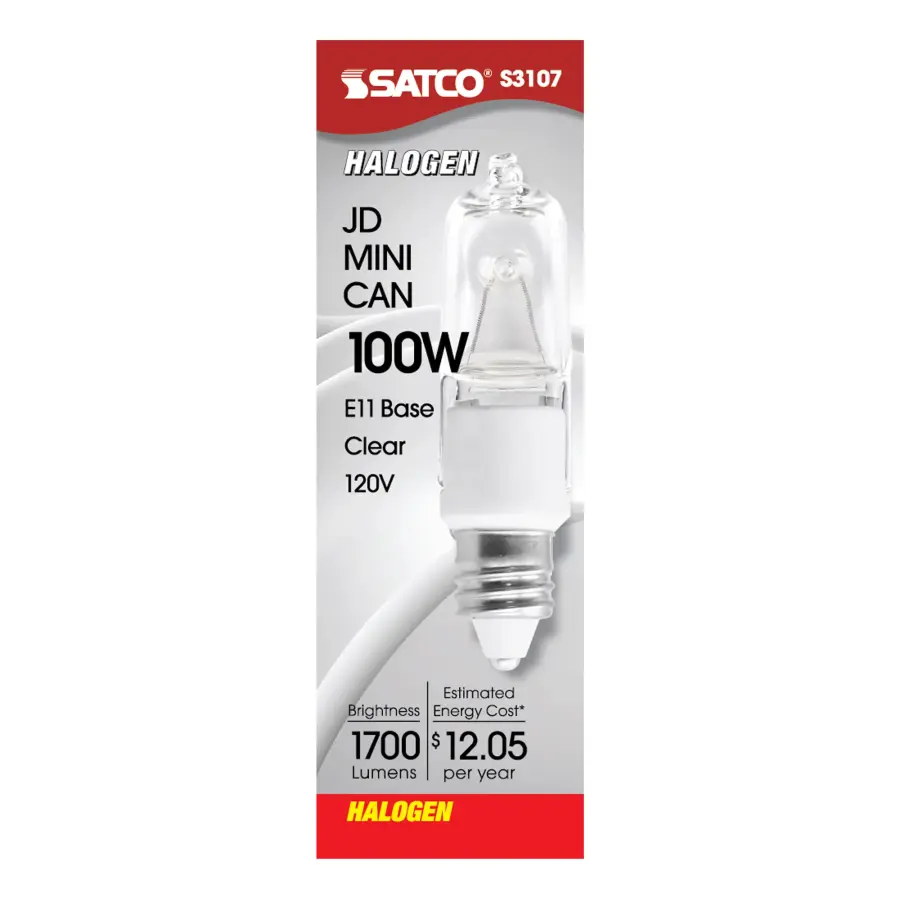 100 Watt - Halogen - T4 - Clear - 2000 Average rated hours - 1700 Lumens - Mini Candelabra base - 120 Volt - Image 2