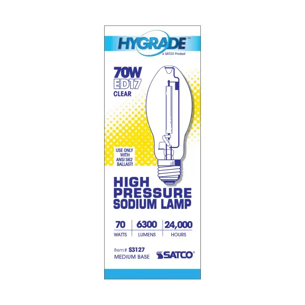 70 Watt - High Pressure Sodium HID - Medium base - ED17 - Clear - 22 CRI - 2100K - Image 5
