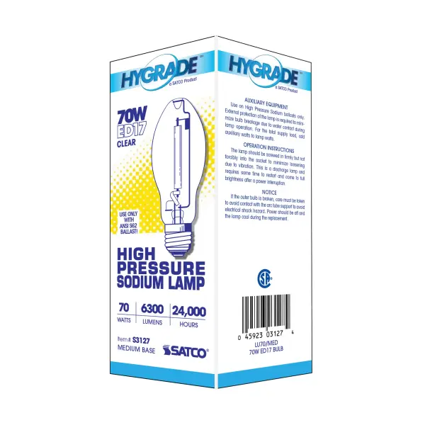 70 Watt - High Pressure Sodium HID - Medium base - ED17 - Clear - 22 CRI - 2100K - Image 8
