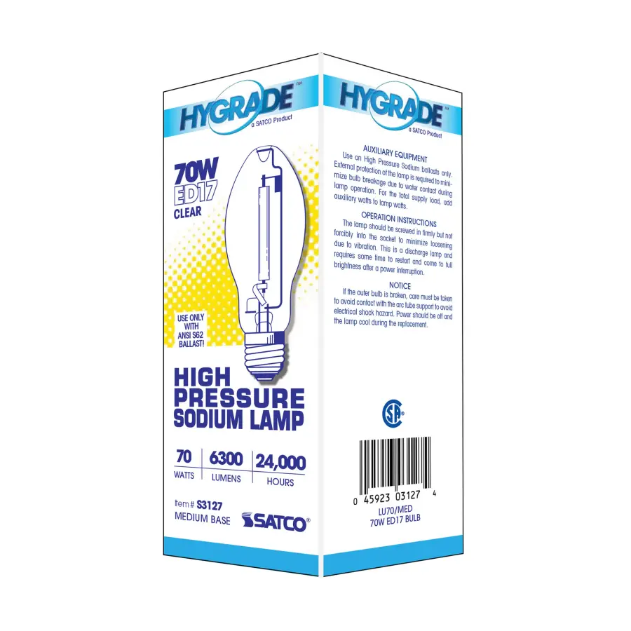 70 Watt - High Pressure Sodium HID - Medium base - ED17 - Clear - 22 CRI - 2100K - Image 8