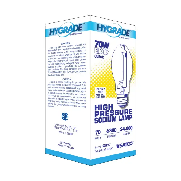 70 Watt - High Pressure Sodium HID - Medium base - ED17 - Clear - 22 CRI - 2100K - Image 9