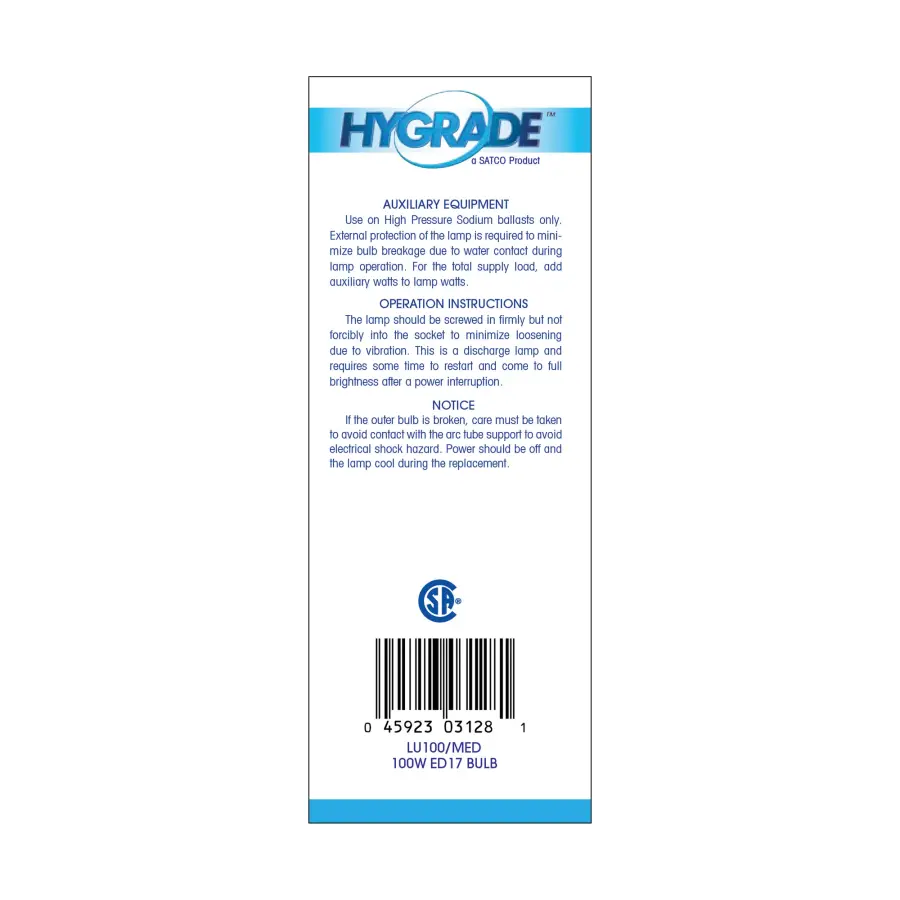 100 Watt - High Pressure Sodium HID - Medium base - ED17 - Clear - 22 CRI - 2100K - Image 4