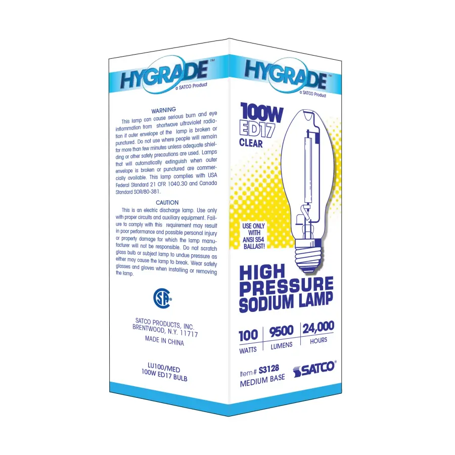 100 Watt - High Pressure Sodium HID - Medium base - ED17 - Clear - 22 CRI - 2100K - Image 7