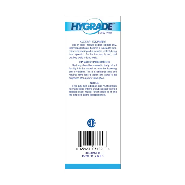150 Watt - High Pressure Sodium HID - Medium base - ED17 - Clear - 22 CRI - 2100K - Image 4