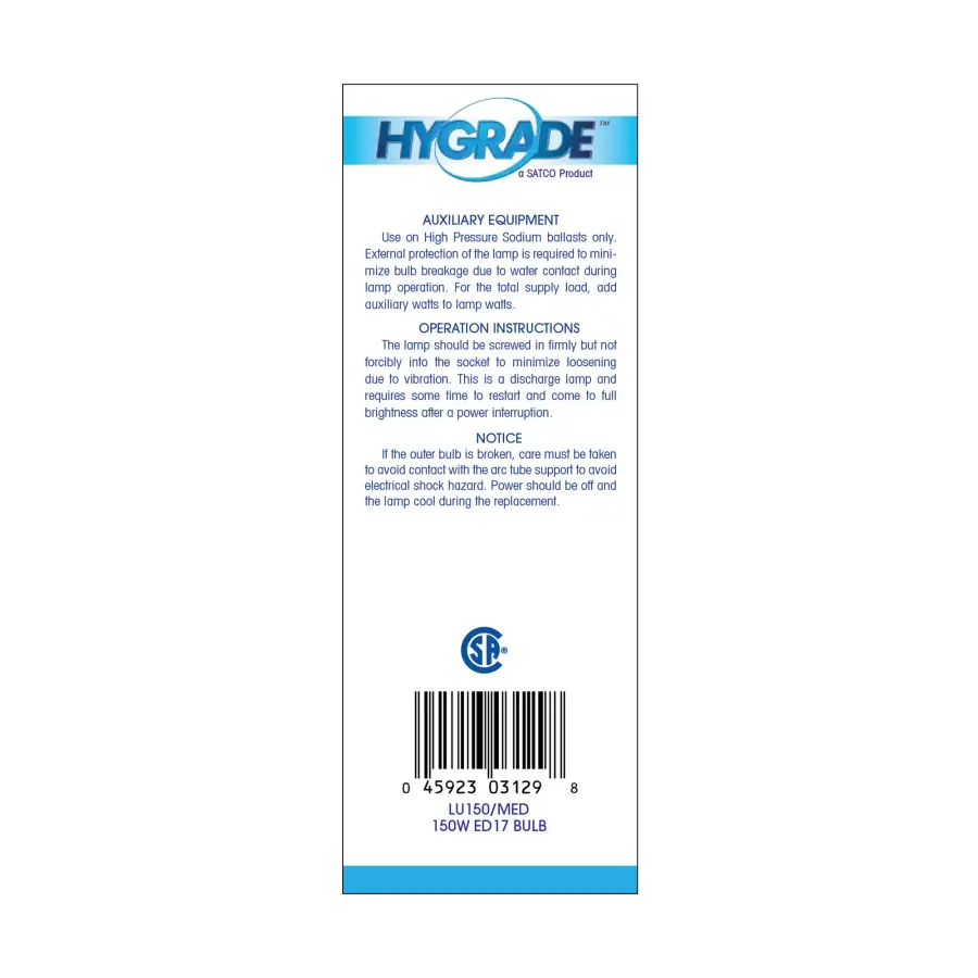 150 Watt - High Pressure Sodium HID - Medium base - ED17 - Clear - 22 CRI - 2100K - Image 4