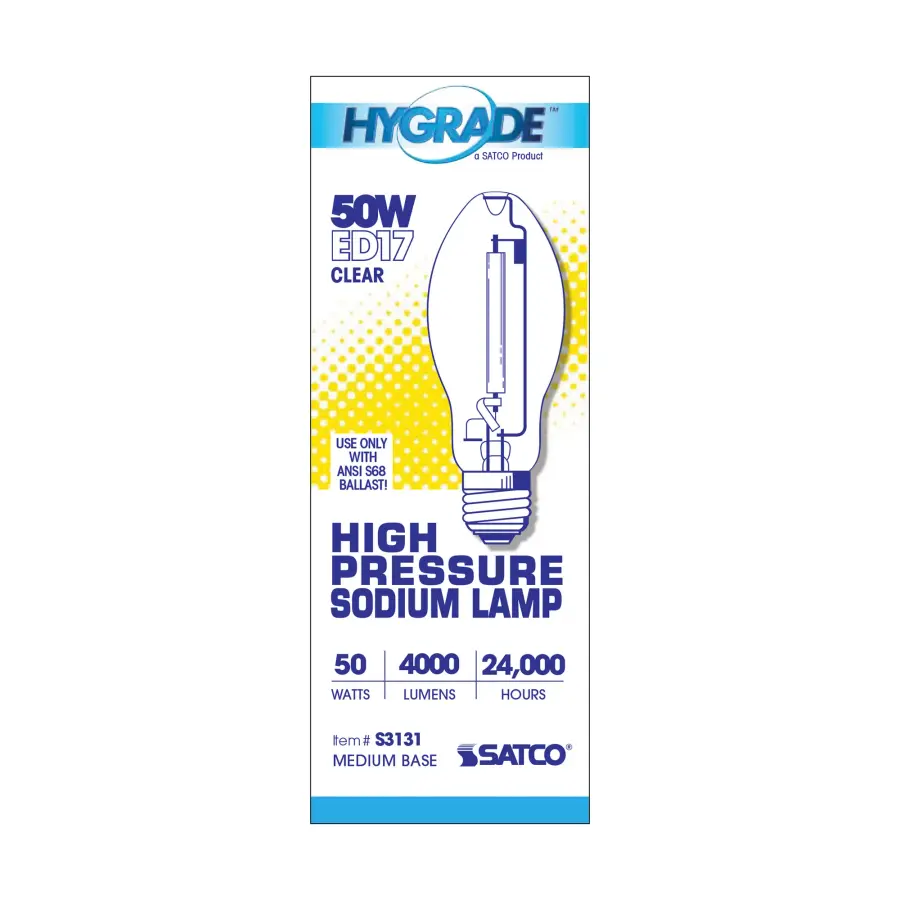 50 Watt - High Pressure Sodium HID - Medium base - ED17 - Clear - 22 CRI - 2100K - Image 2