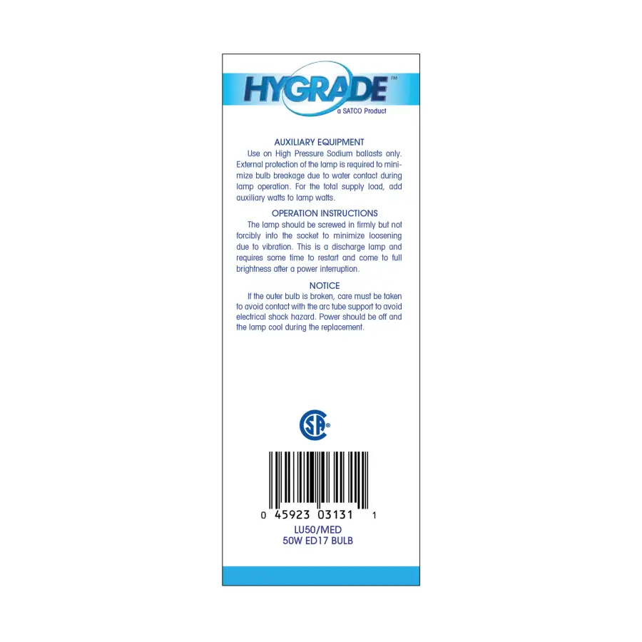 50 Watt - High Pressure Sodium HID - Medium base - ED17 - Clear - 22 CRI - 2100K - Image 4